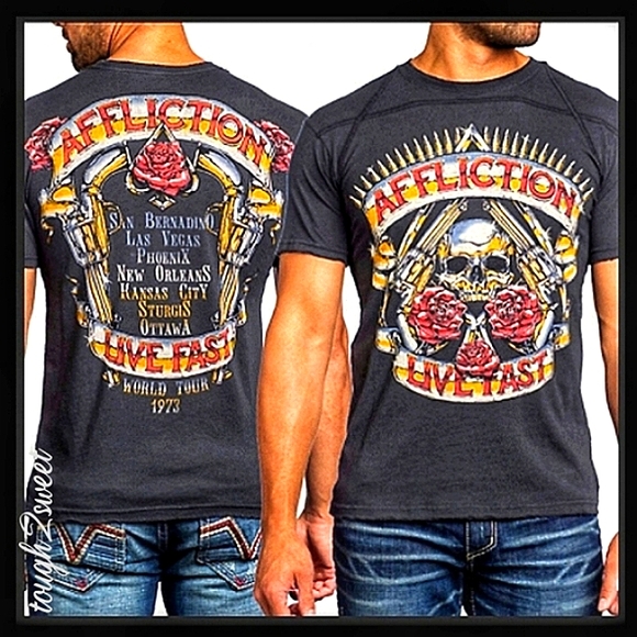 Affliction Other - 🔥1 DAY SALE🔥🔥AFFLICTION🔥 LIVE FAST "1973" TOUR ~ MEN'S LG GRAPHIC T'SHIRT